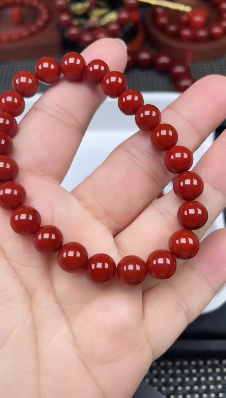 未镶嵌南红玛瑙珠宝半成品8mm牛血红手串