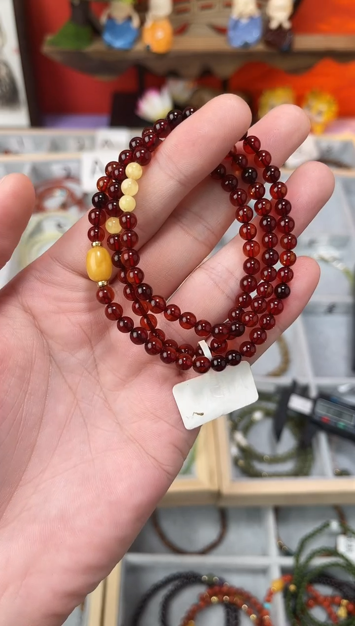 【闪购商品】血珀手串未镶嵌血珀三圈QF-C03（多样性发一）