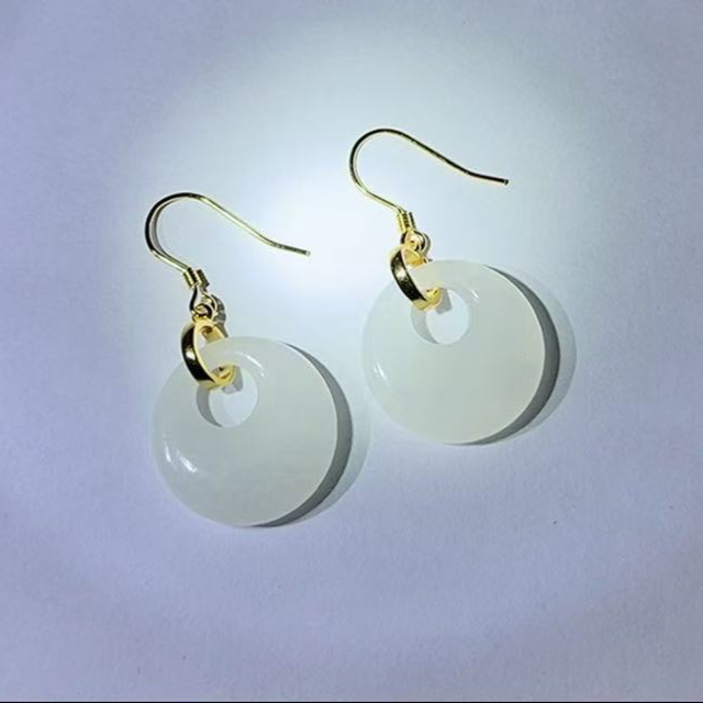 和田白玉银镶嵌公主扣 直径20毫米