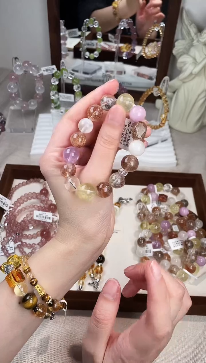 烟晶手链银S925镶嵌星河幻彩