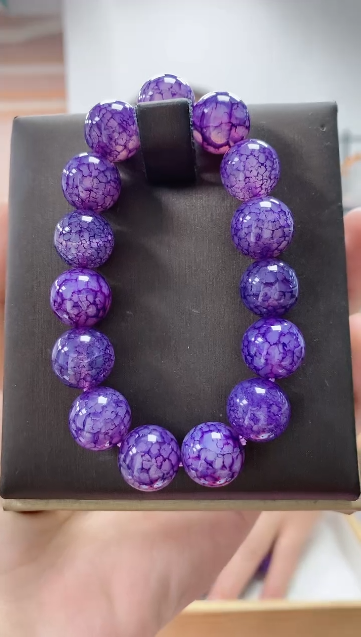 未镶嵌手串玛瑙/玉髓紫龙纹玛瑙手串14mm