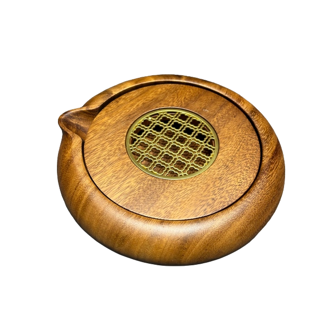 胡桃木承新中式家用功夫干泡台手工创意圆形壶垫蓄水茶道