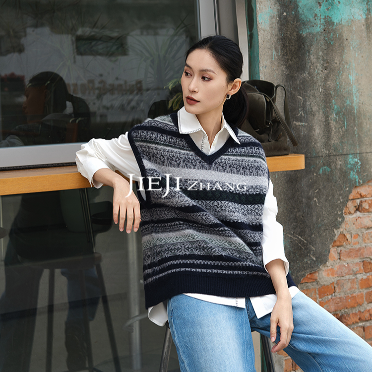 【JIEJI ZHANG】兔绒羊羔绒高级定制秋冬时尚百搭混纺毛衫351339