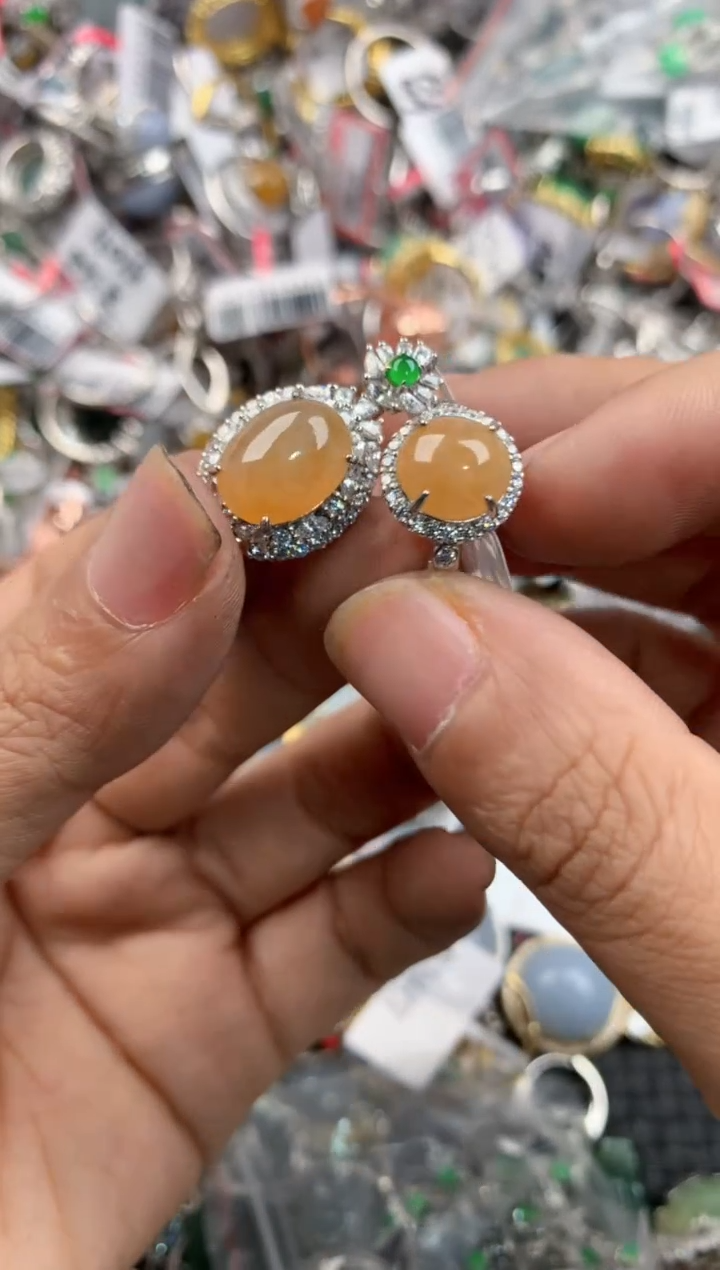 银S925镶嵌戒指翡翠101010----7