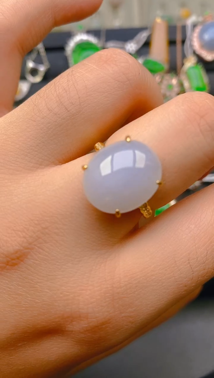 【闪购商品】翡翠戒指银S925镶嵌天然A货翡翠1