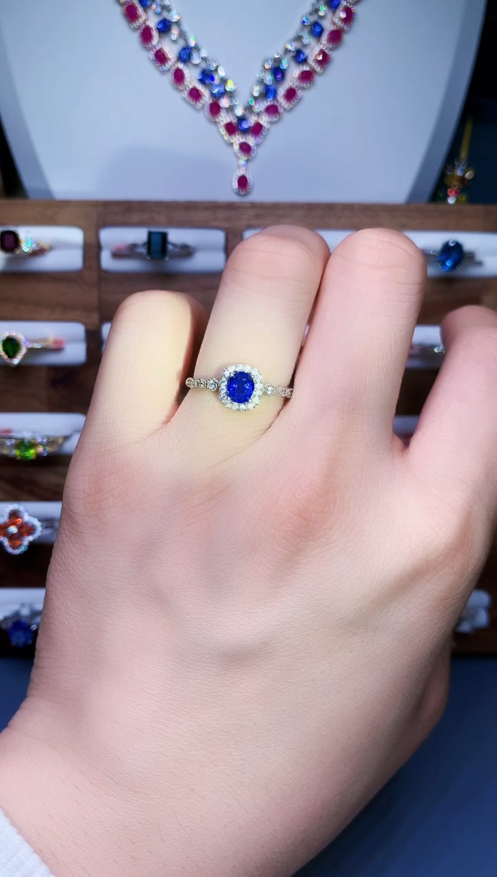 【闪购商品】蓝宝石戒指银S925镶嵌4-37