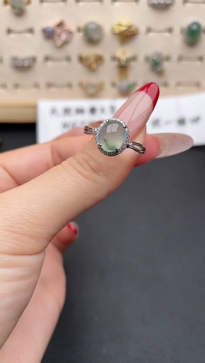 【闪购商品】翡翠戒指银S925镶嵌一物一证一礼盒
