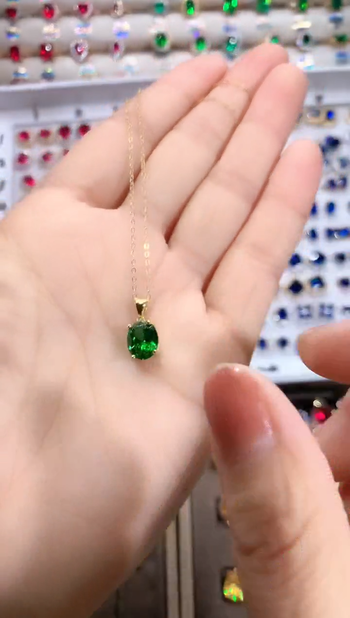 【闪购商品】透辉石吊坠银S925镶嵌金色7.9