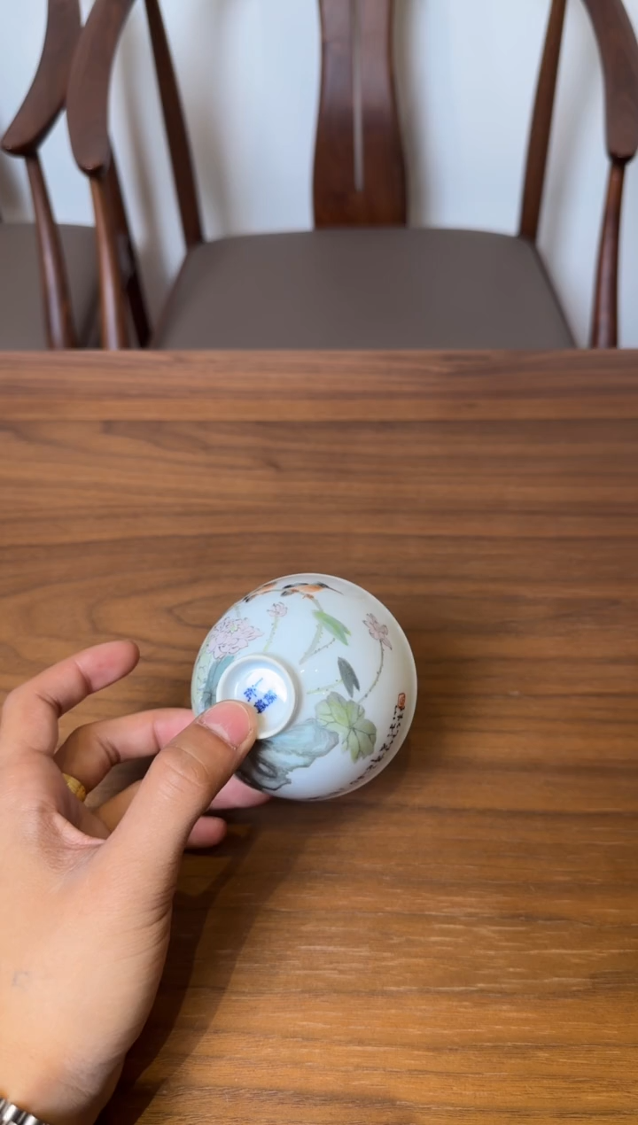 一儒堂 古早花鸟鸡心杯