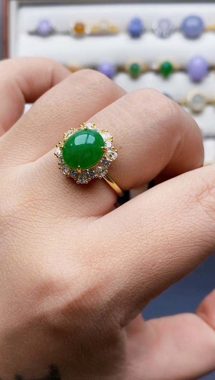 银S925镶嵌戒指翡翠1162