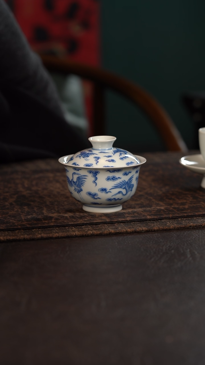 【闪购商品】杯聚澜堂祥云仙鹤盖碗