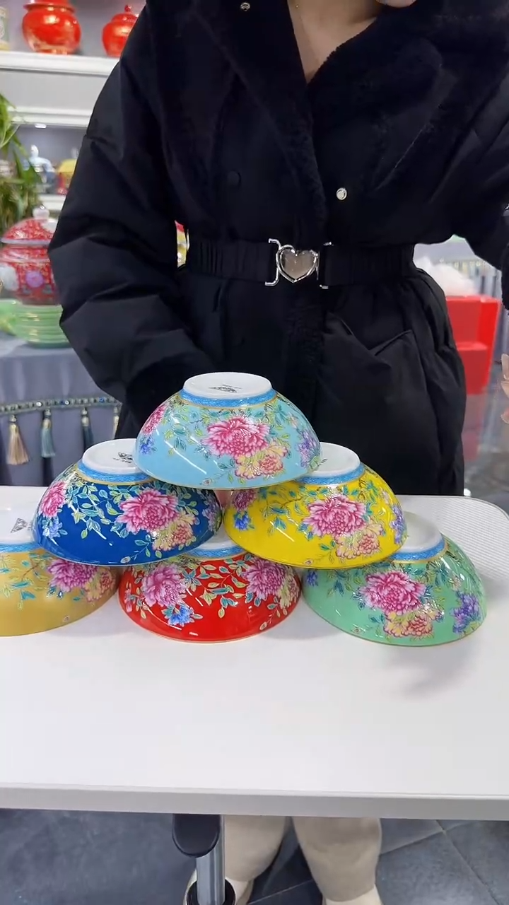 【闪购商品】瓷片   5.5英寸景德镇握足碗6个混色 