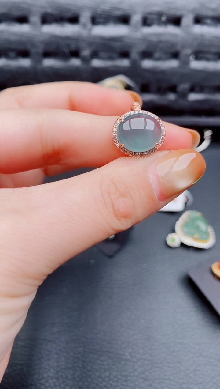 【闪购商品】翡翠戒指银S925镶嵌天然a货翡翠1178