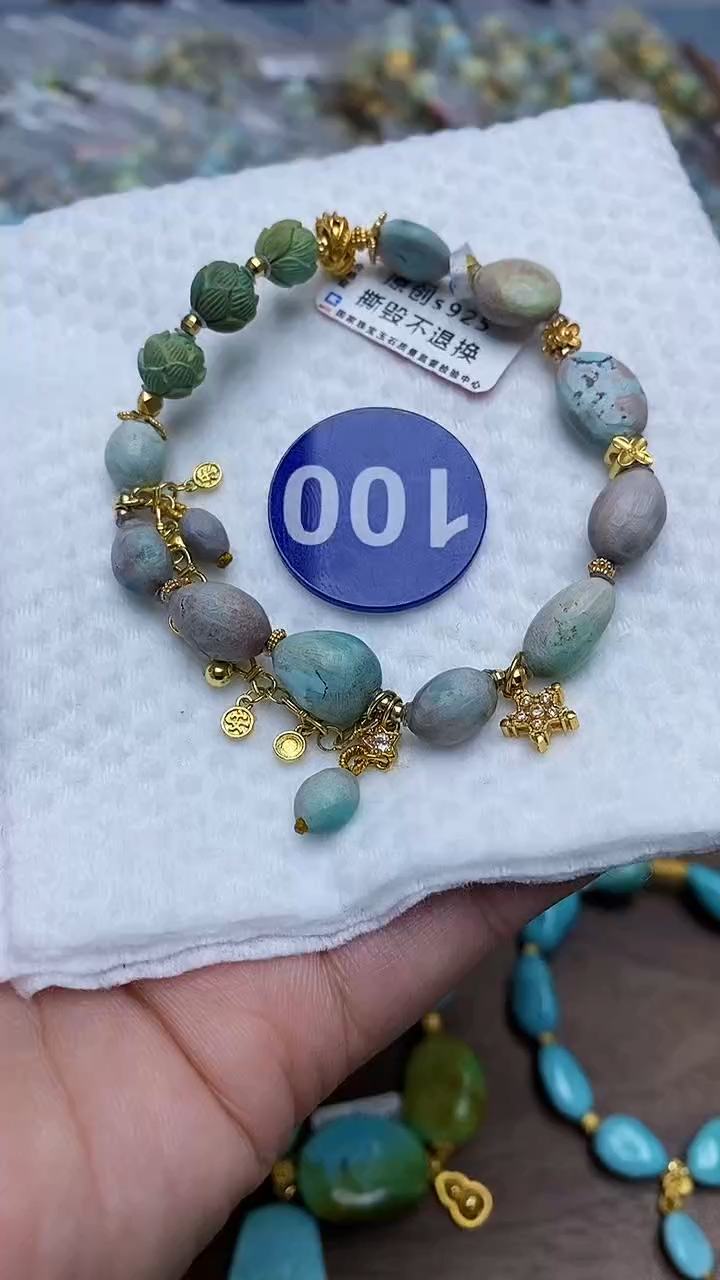 【闪购商品】绿松石手链银S925镶嵌100