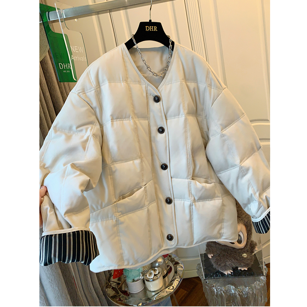 高级感气质圆领羽绒服宽松大衣厚外套上衣女2025冬季新款爆款女装