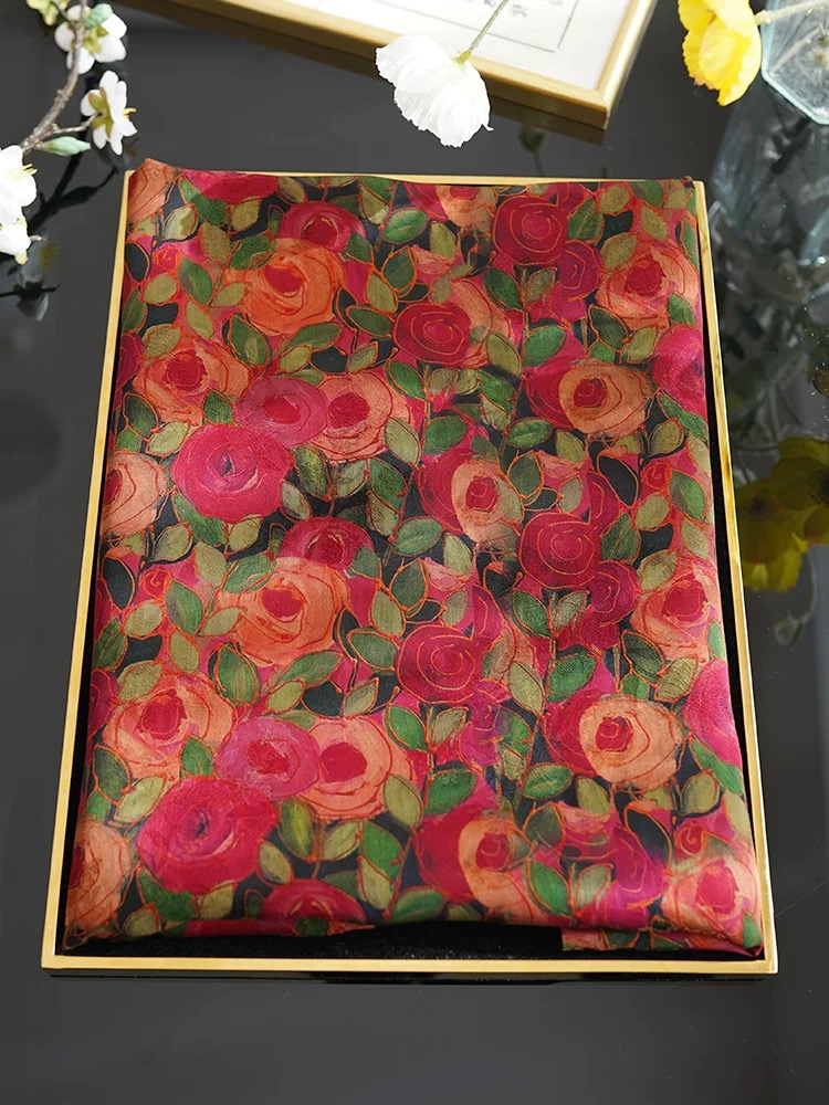 知性玫瑰 提花 镂空 香韵纱 180*70长巾