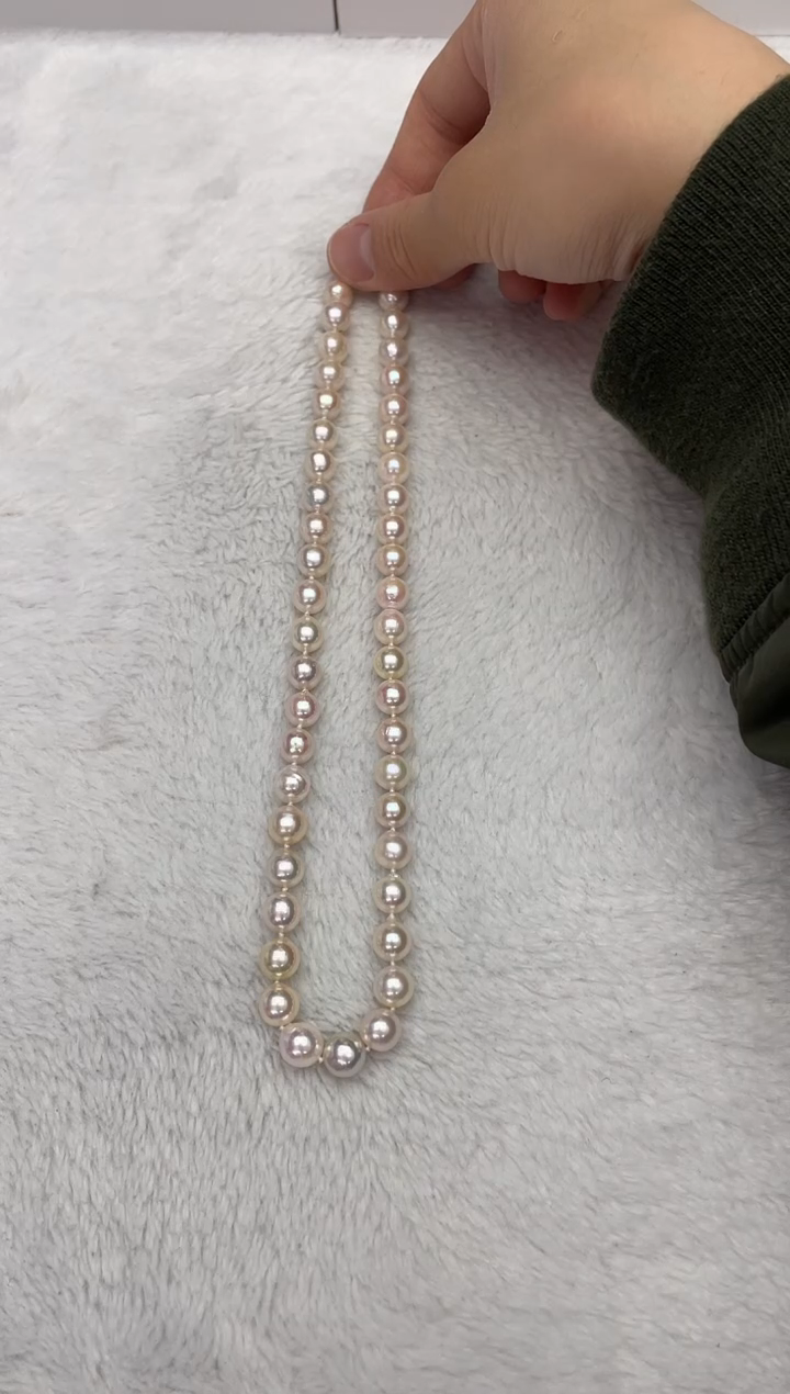 【闪购商品】海水珍珠项链银S925镶嵌AK8.5-9mm（多样性发一）