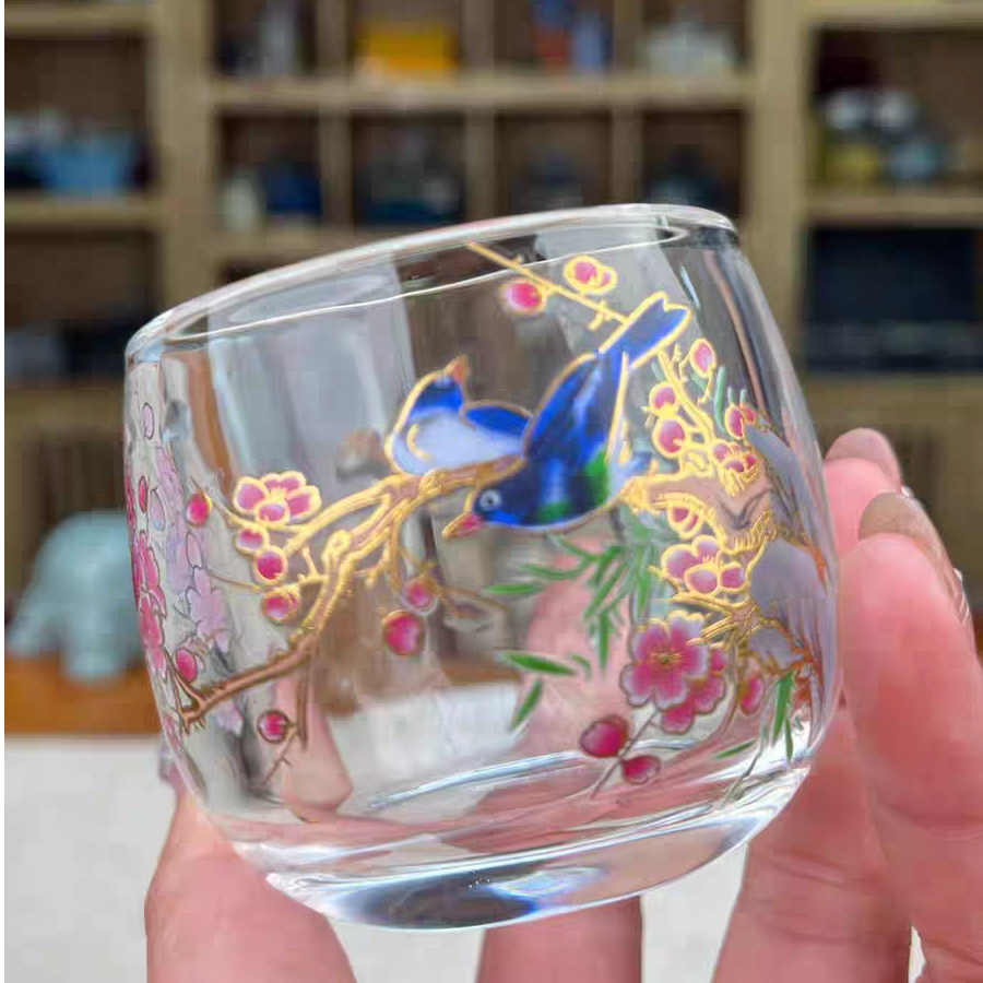 玻璃【变色喜上眉梢】主人杯茶杯