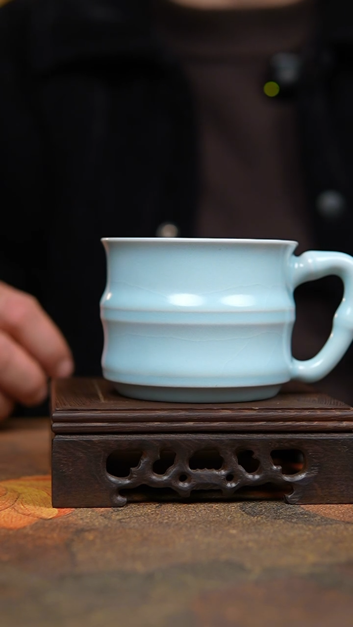 杯仿古月白竹节咖啡杯一级礼盒