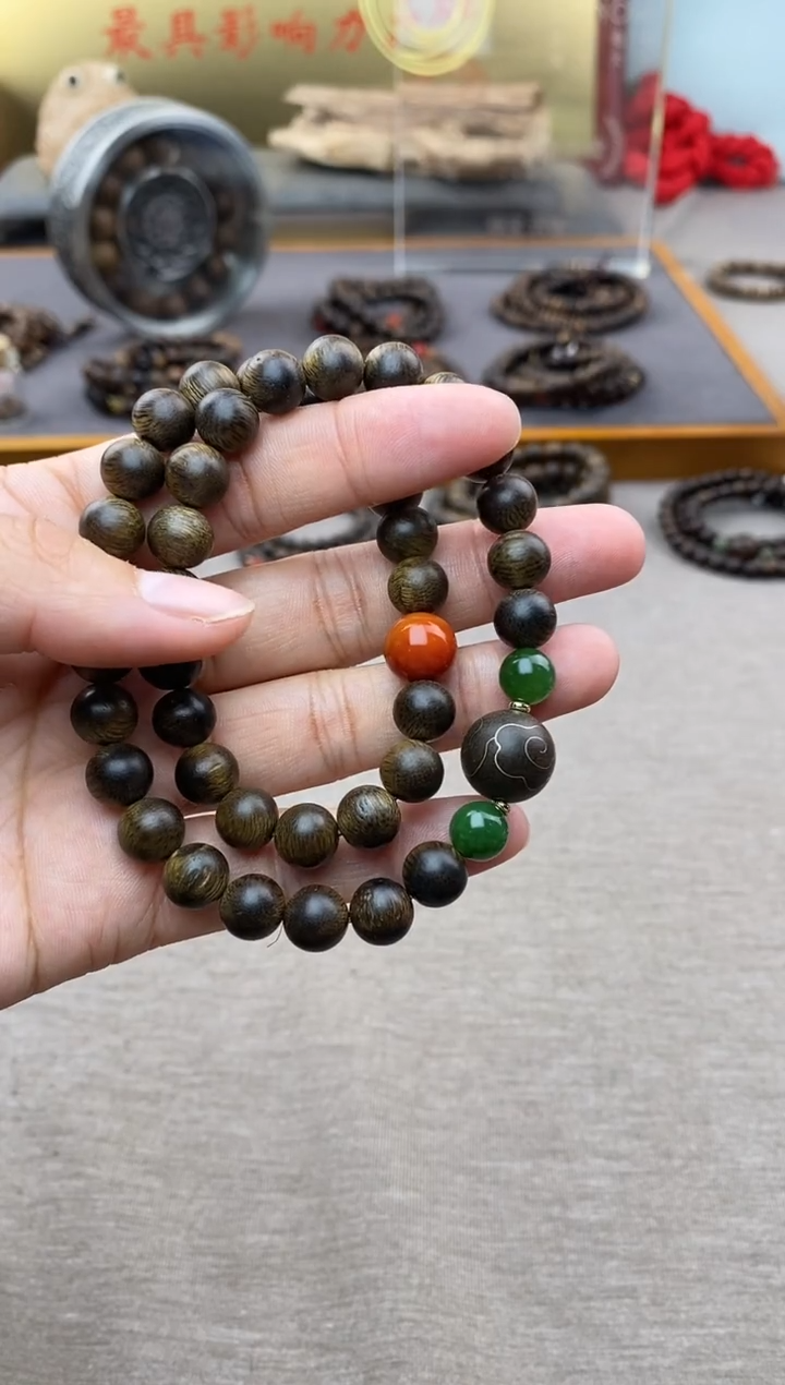 【闪购商品】沉香手串芽庄黄棋楠沉水老料0.8＋祥云1.2设计
