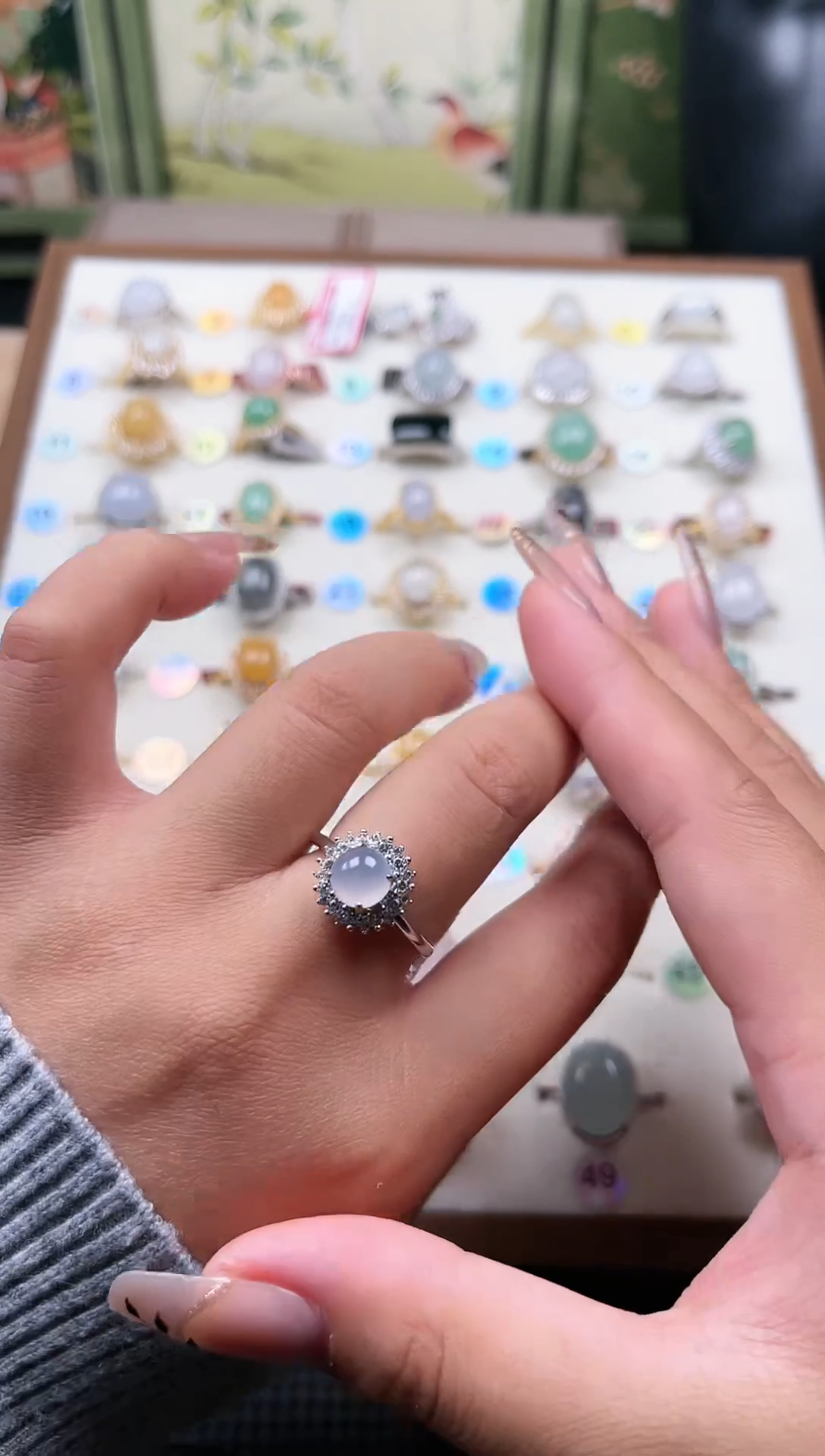 【闪购商品】翡翠戒指银S925镶嵌天然A货翡翠戒指