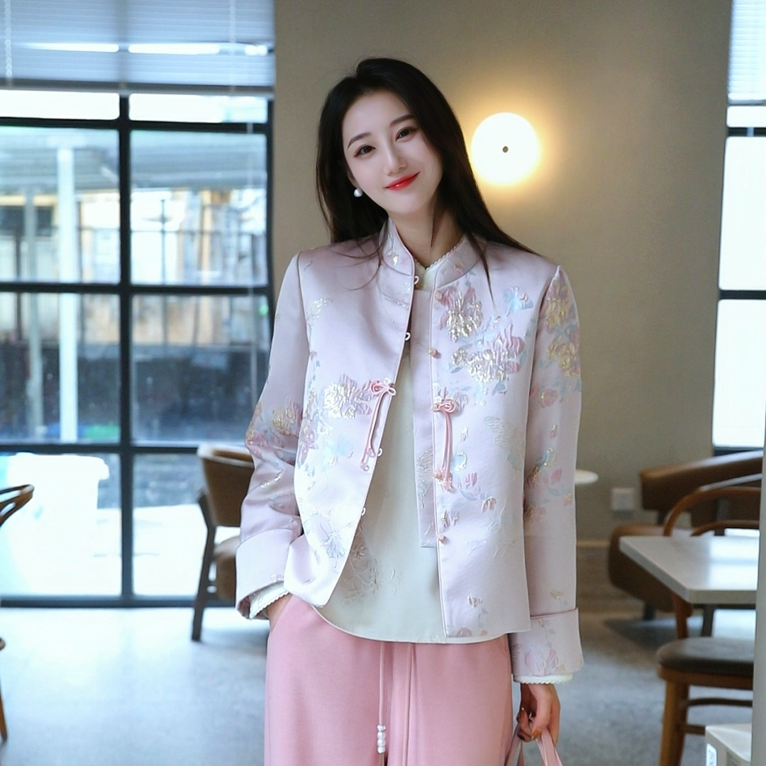 《七七定制》时尚冬季中式气质复古加厚加棉保暖外套7215