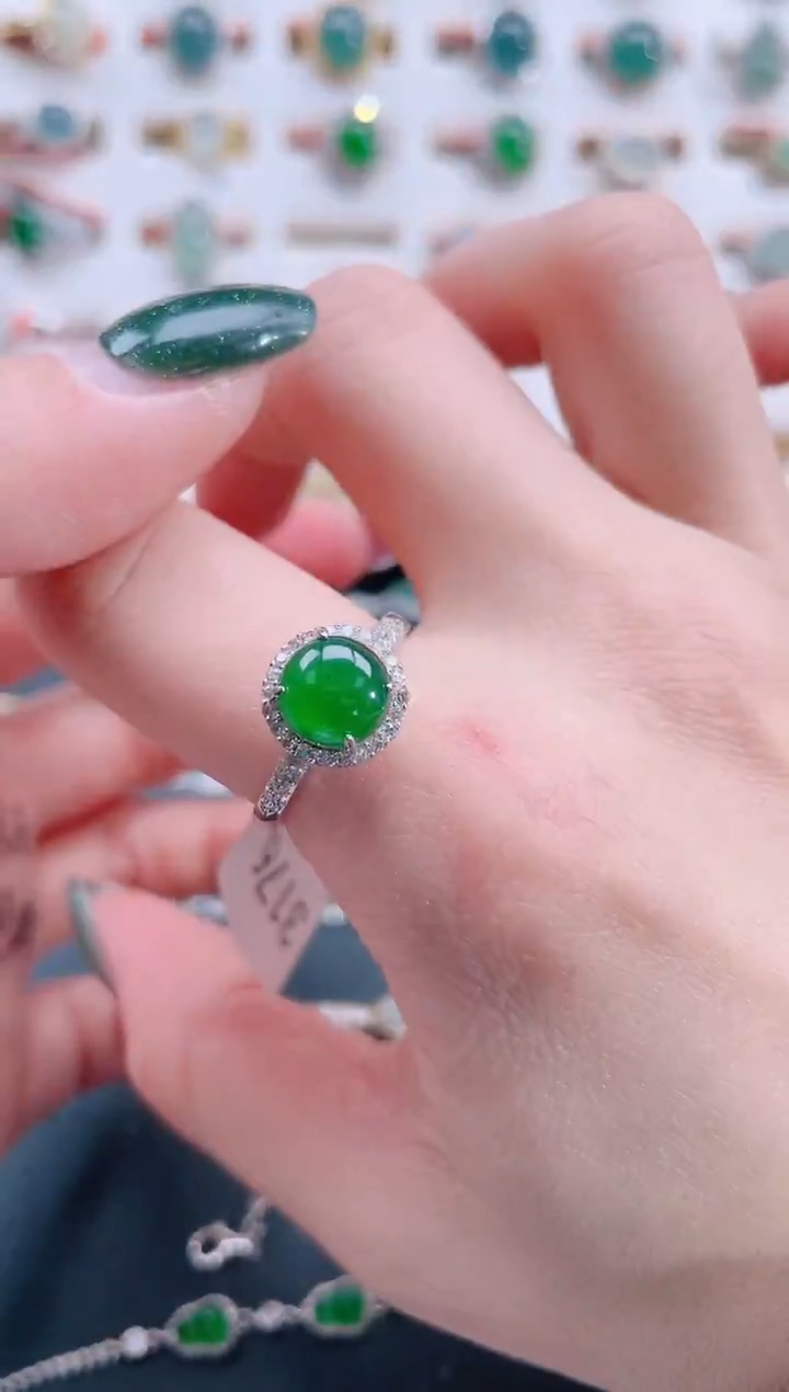 银S925镶嵌戒指翡翠天然翡翠