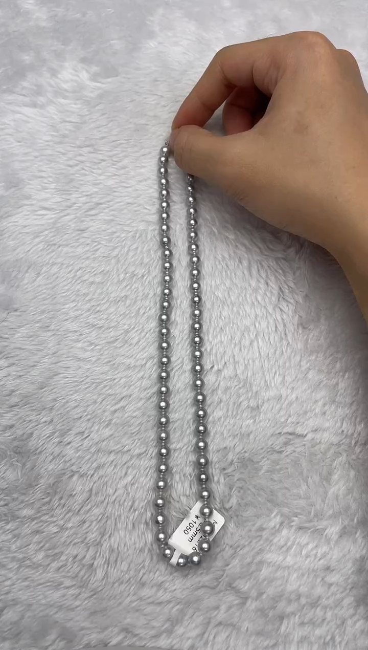 项链银S925镶嵌海水珍珠AK真多麻6-6.5mm