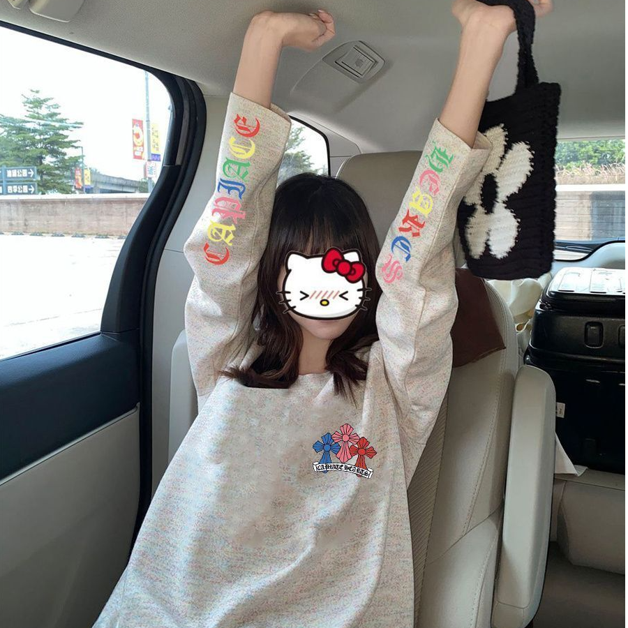 【ZHAP】新款圆领打底衫250克彩纱长袖t恤女宽松秋季通勤风小众上衣