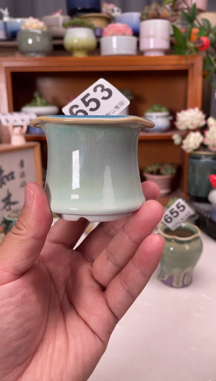 瓷片653微瑕知木花盆小芳