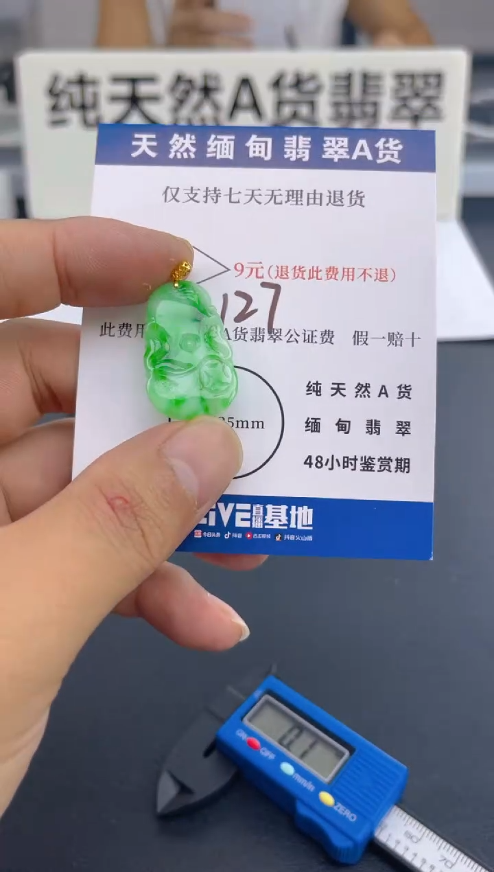 颈饰18K金镶嵌翡翠纯天然缅甸翡翠A货