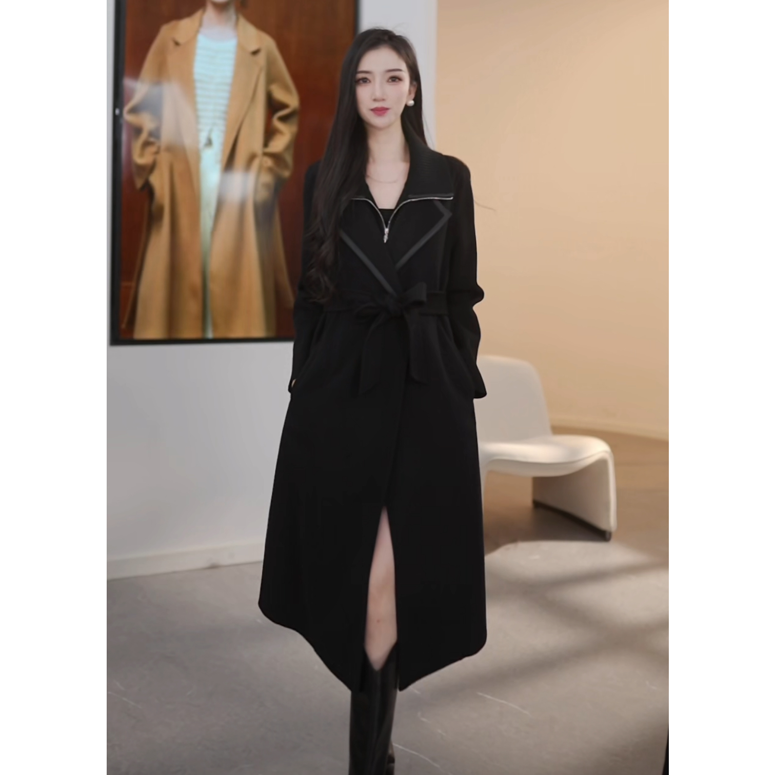 【粉丝专属】冬季新款山羊绒绵羊毛双面呢大衣M54A0398