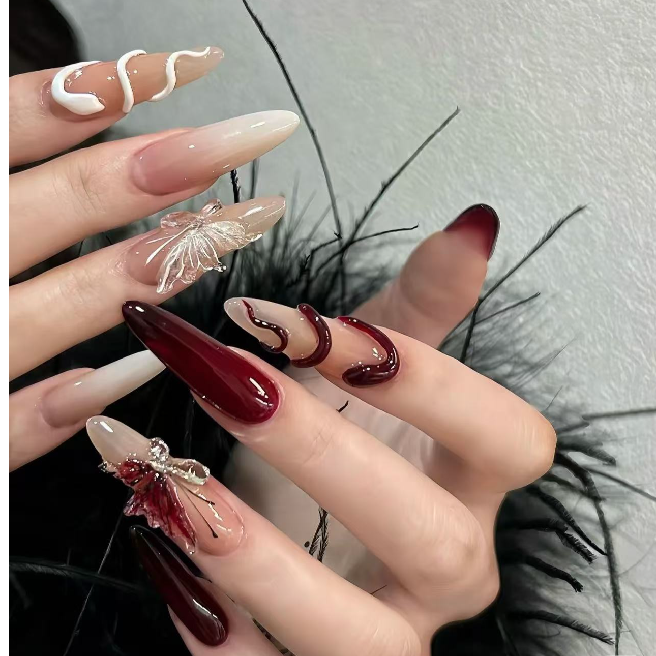 【双蛇】蛇年美甲纯欲风仙气手工穿戴甲