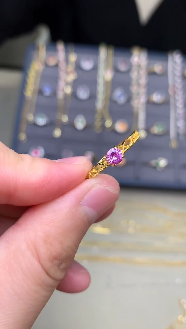 戒指蓝宝石银S925镶嵌戒指