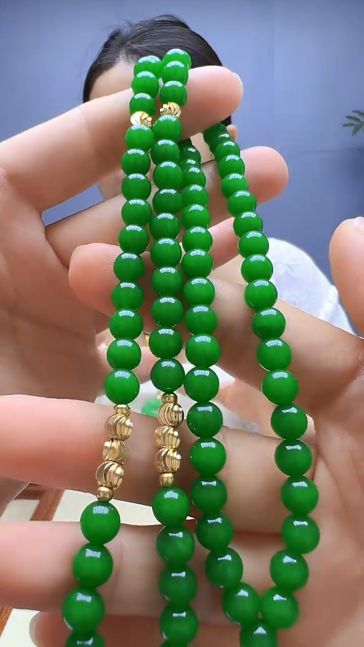 翡翠14K金镶嵌颈饰沉白diy颈饰