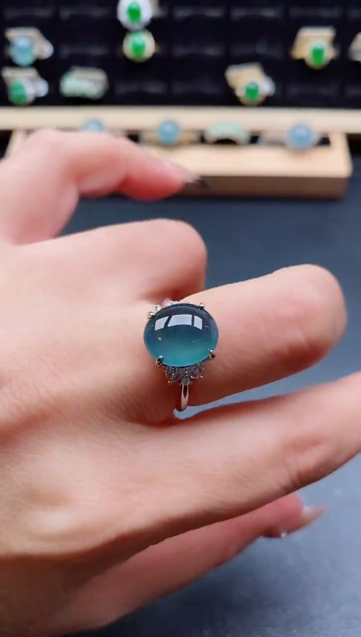 银S925镶嵌戒指翡翠1