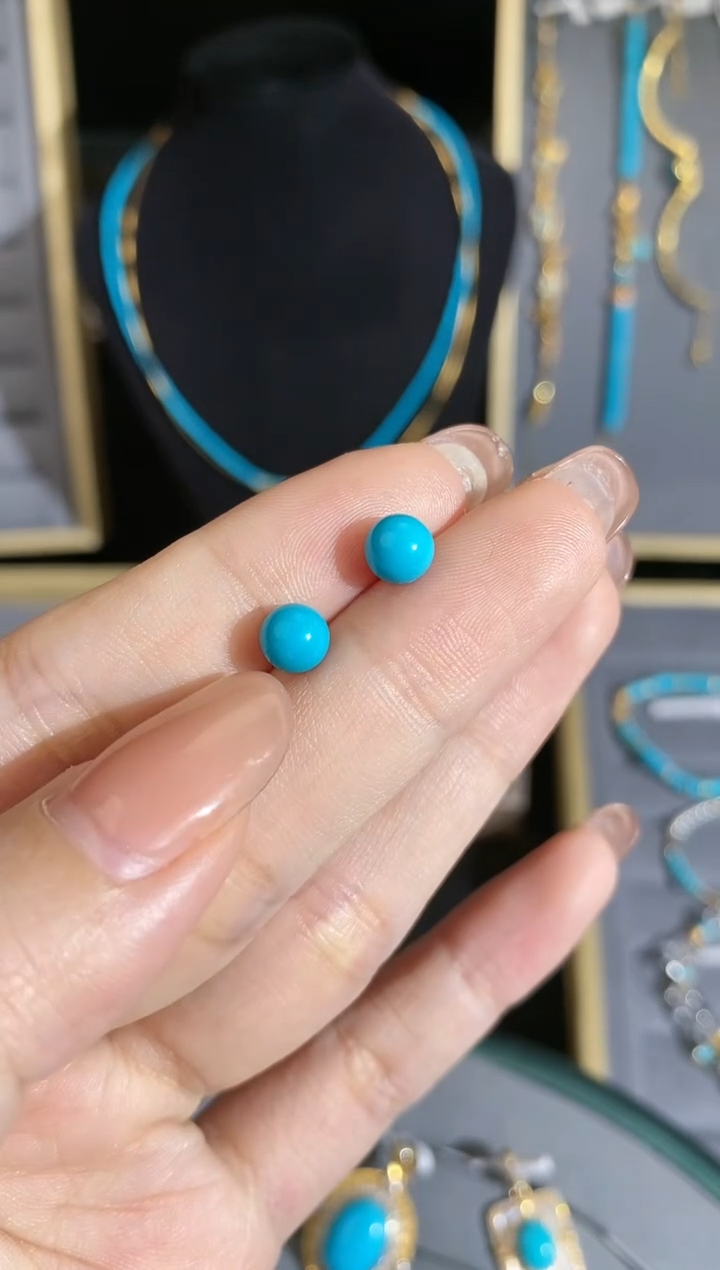 【闪购商品】绿松石耳饰18K金镶嵌耳钉