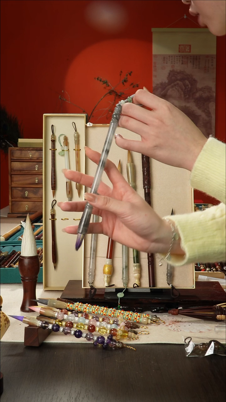 51号闪孤品高货毛笔链接 清水试笔 蘸墨不退