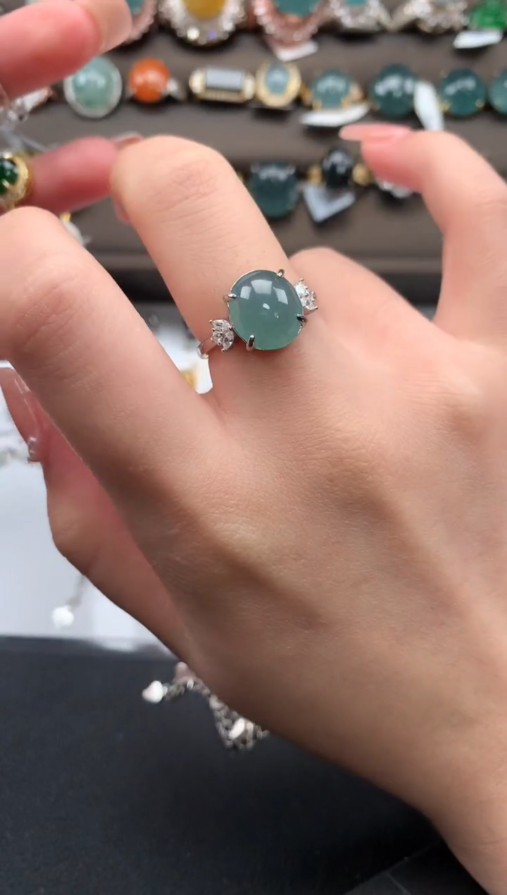 【闪购商品】翡翠戒指银S925镶嵌51121