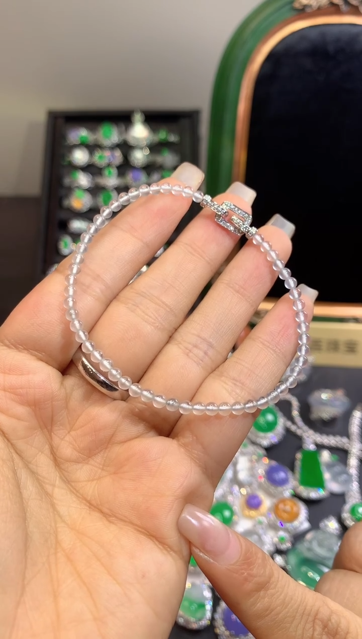 18K金镶嵌手链翡翠翡翠