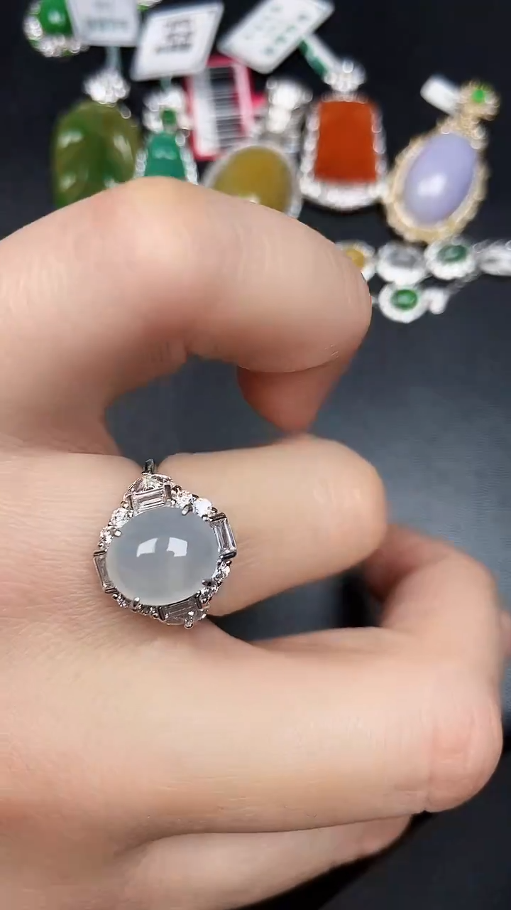 银S925镶嵌戒指翡翠1300