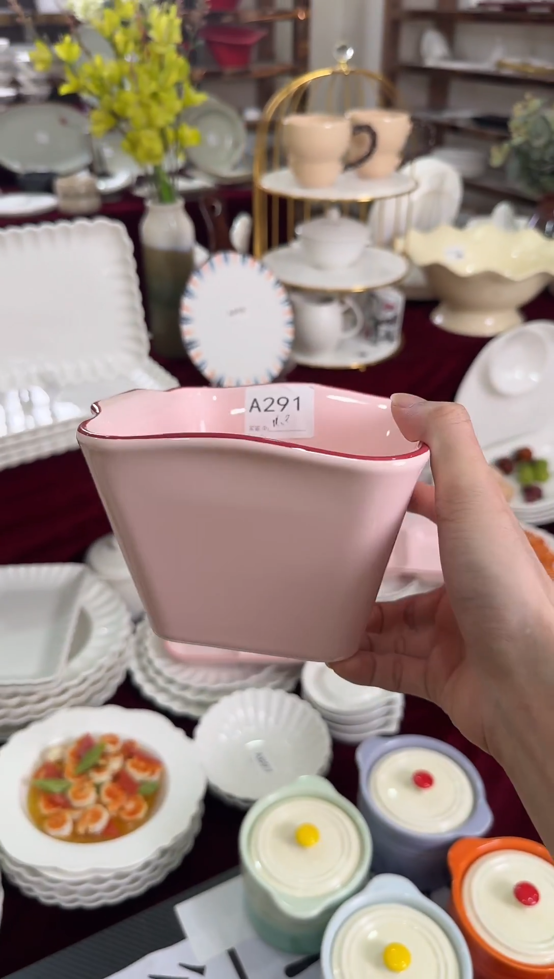 摆件陶微瑕 粉色薯条罐