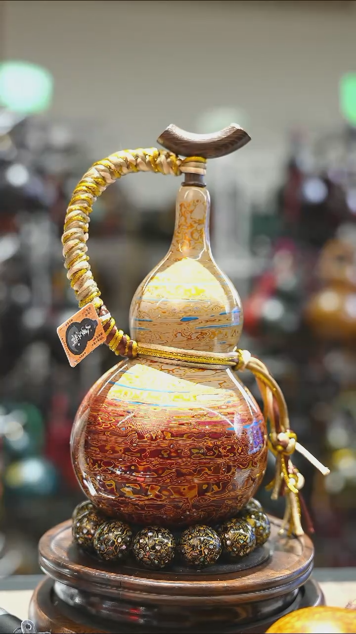 【闪购商品】WU189漆艺酒葫芦不包手串及旋转底座