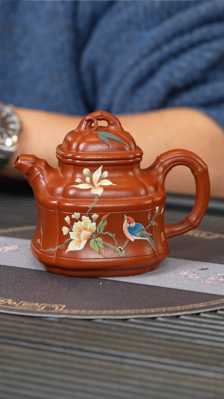 【闪购商品】紫砂茶壶PQZ 朱泥 竹鼎 