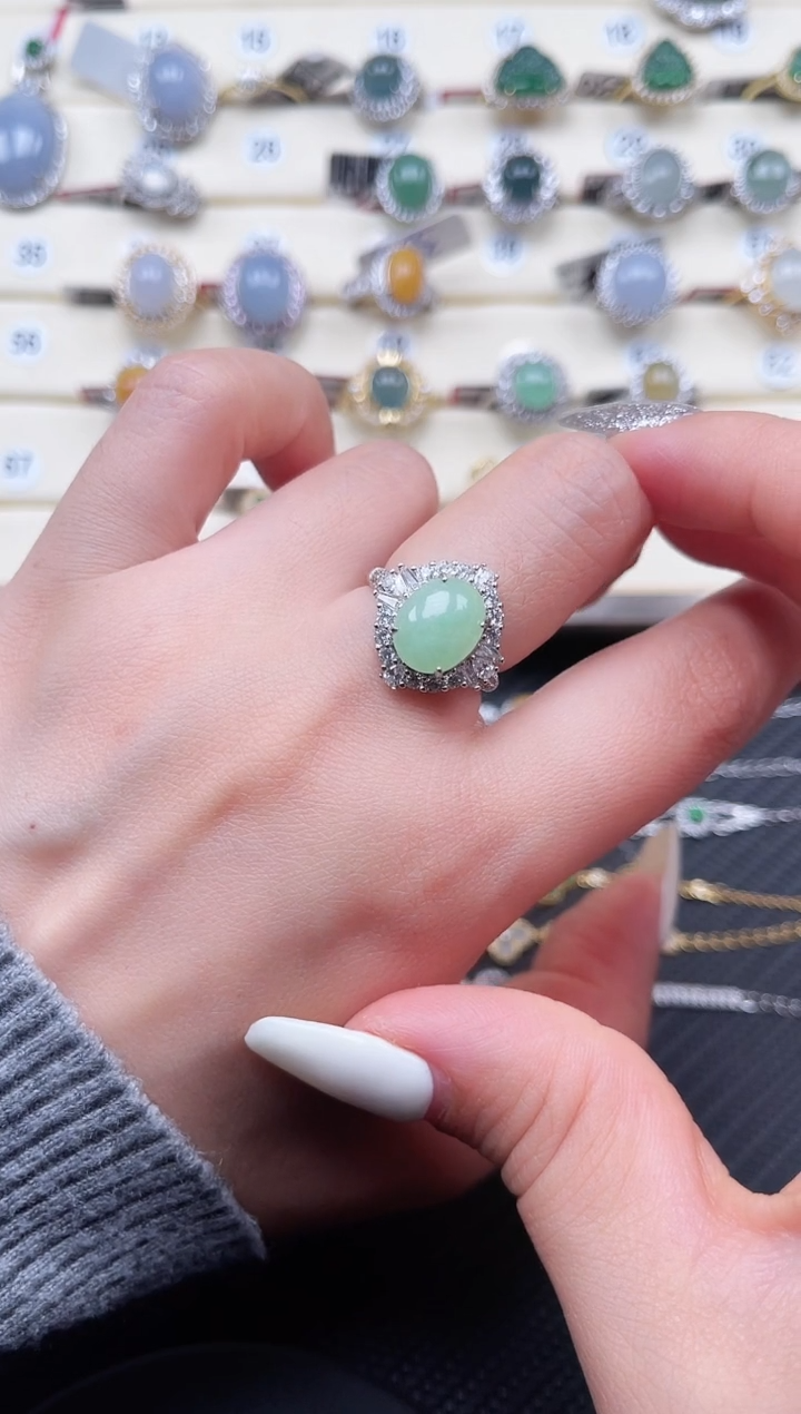 【闪购商品】翡翠戒指银S925镶嵌戒指13