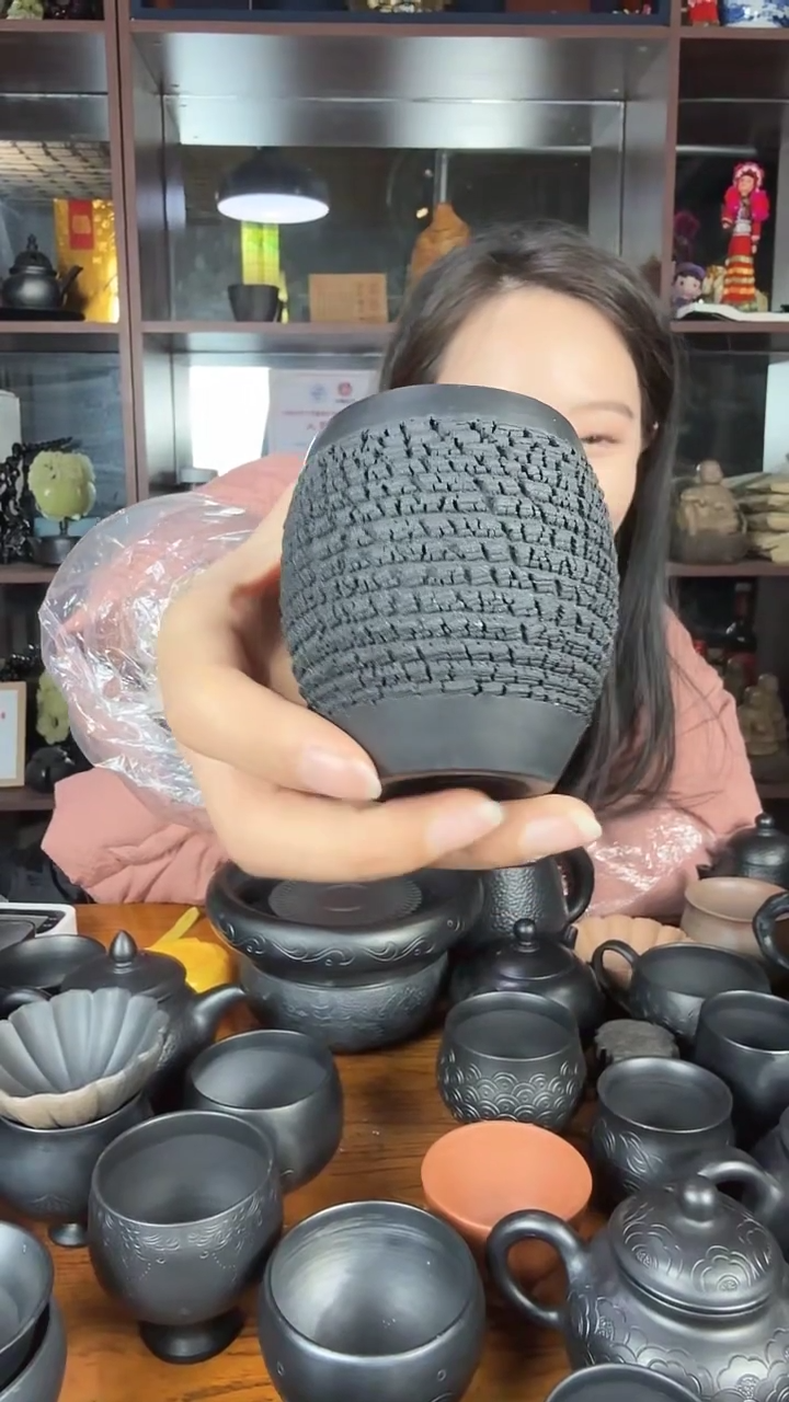 神农黑陶微瑕蒸蒸日上杯