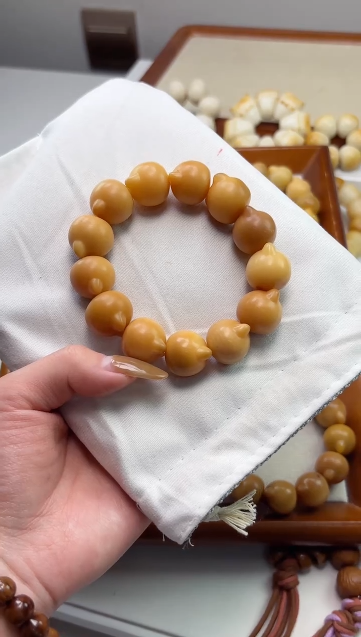 手串菩提根/象牙果乖*沐i97干磨猫猫头20mm手串瑕疵不补