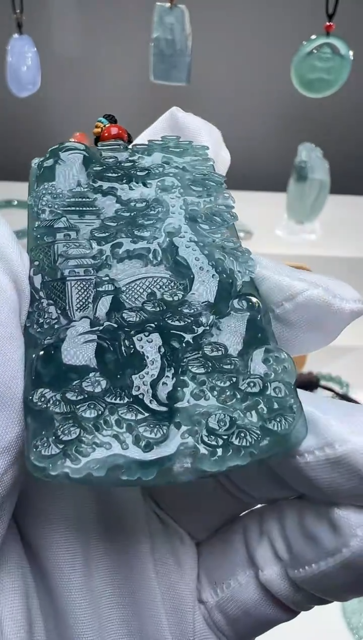 吊坠(不含链)未镶嵌翡翠山水牌