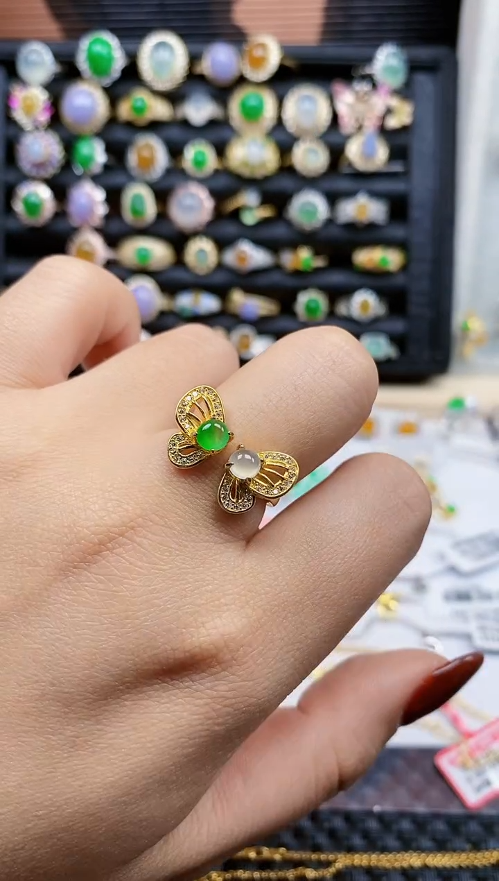 银S925镶嵌戒指翡翠88