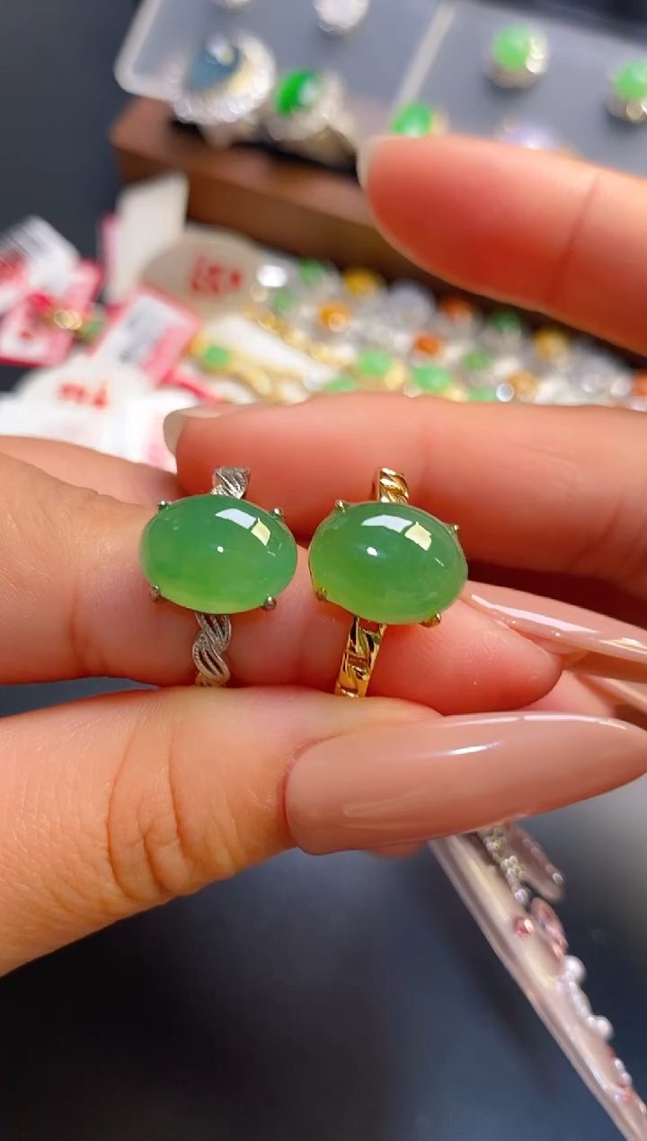 银S925镶嵌戒指翡翠天然